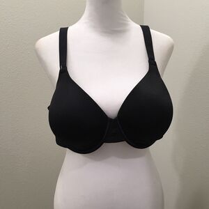 Vanity Fair Radiant Smooth Bra 42C Underwire Satin Back Smoothing 76528 Black